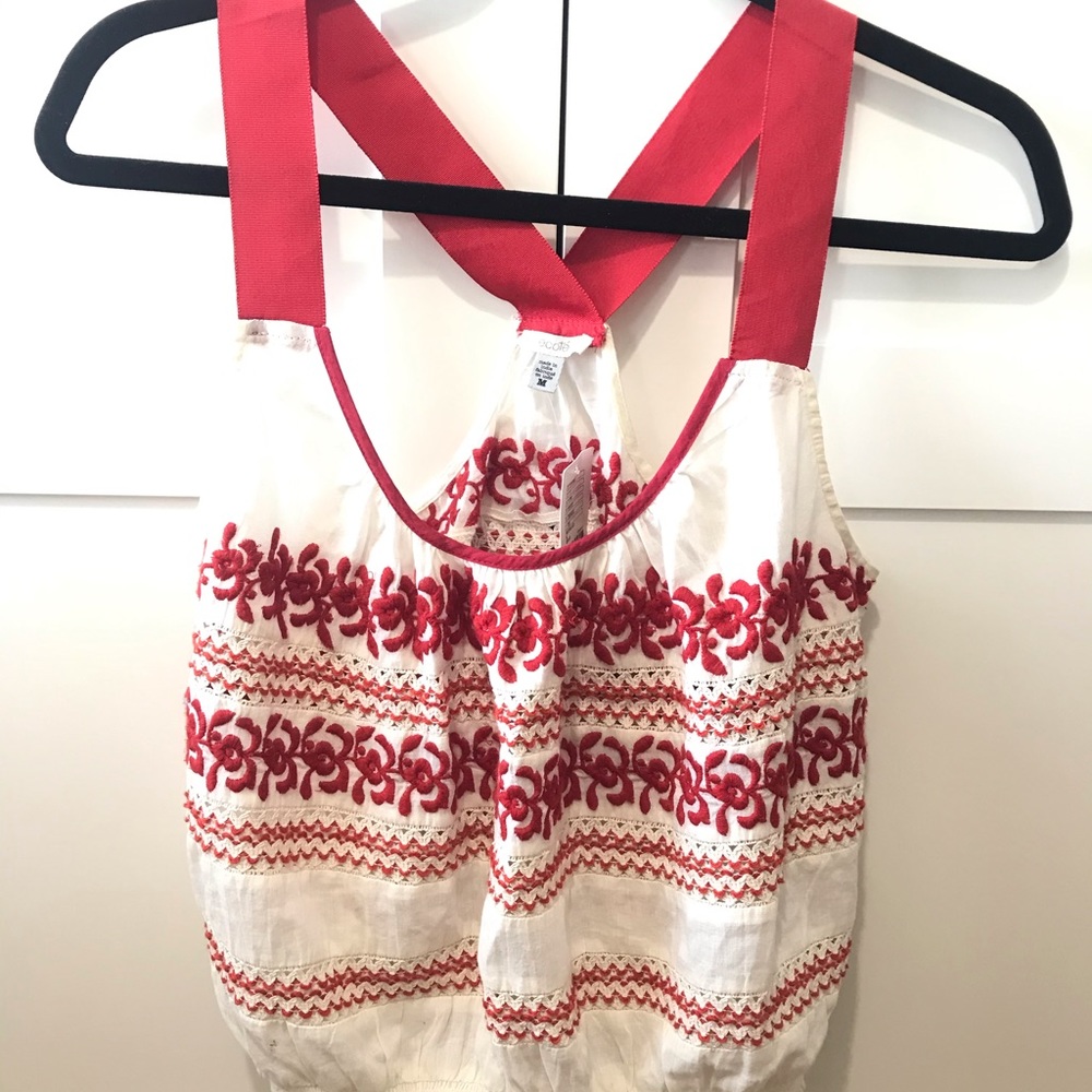 Urban Outfitters Ecote Red Embroidered Crop Top - Picture 2 of 4